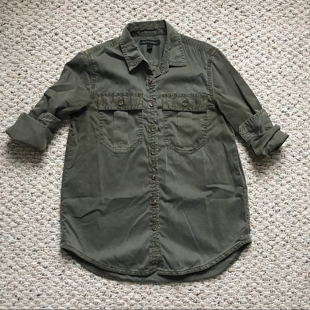 Army Green Utility Button Down Shirt